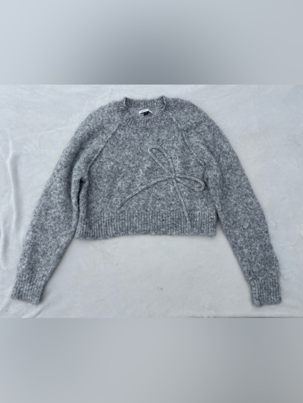 American Eagle Outfitters Gray Crewneck Sweater with Bow Detail